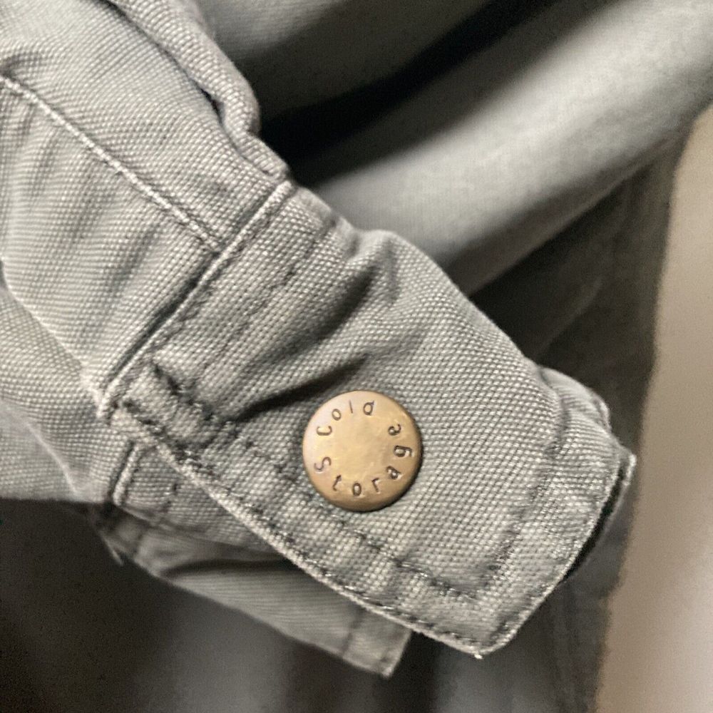 Cold Storage Denim Canvas Jean Flannel Lined Trucker Jacket Mens Size Medium - Picture 10 of 11